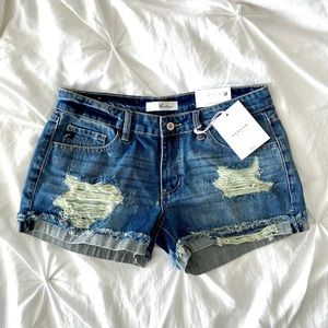 VICI KanCan Distressed Denim Shorts